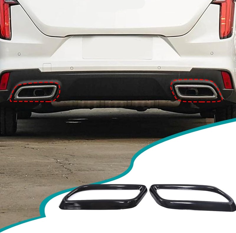 Hudiriy Tailpipe Exhaust Muffler Tail Pipe Cover Trim Decal Exterior Accessories Compatible with Cadillac CT4 CT5 2020-2023 3-2024 Cadillac CT6 Tail Pipe Trim (Black,Style B) - Image 3